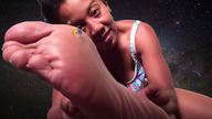 giantess collage earth giga space destruction clothed planet barefoot soles looking_down dark_skin earrings