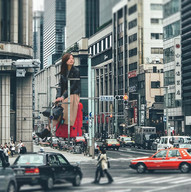 giantess collage city buildings asian streets vehicles pedestrians airraid