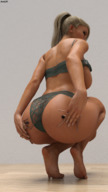 blonde butt barefoot domination shrunken_men kneeling hand back digital_render amgipi