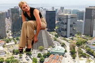 giantess collage city blonde high_heels buildings airplane vehicles rio_de_janeiro margot_robbie