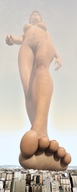 breasts nude city mega destruction toes barefoot low_angle skyscraper point_of_view digital_render bigiolax