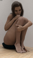 barefoot brunette foot_worship legs shrunken_man floor digital_render amgipi