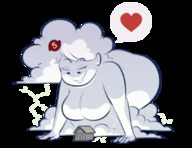 drawing giantess huge_breasts smiling bending_over looking_down clouds houses no_background irma-chan hurricane