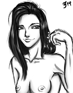 drawing giantess black_hair between_fingers looking_at_tiny 3fy