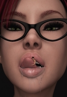 vore tongue mouth glasses saliva green_eyes luna shrunken_man smogass