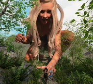 giantess vore blonde handheld kneeling running forest digital_render innocent-owl