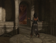 giantess long_hair clothed purple_hair castle dress digital_render inkonitoman brinette
