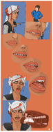 drawing gentle giantess white_hair vore color cat_ears fangs sketch open_mouth inside_mouth berggie ginbug