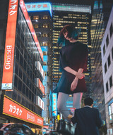 giantess collage city brunette asian looking_at_viewer airraid