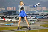 giantess collage city blonde skirt buildings legs airplane airport taylor_swift !maz runway