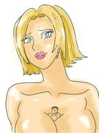 drawing giantess blonde color no_background kasumikills between_breasts