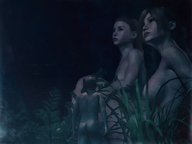 nude brunette unaware shrunken_man grass night digital_render narkoman22