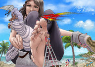 drawing giantess feet color beach toes barefoot soles climbing brunette sweat brown_eyes socks foot_worship hand sneakers sky pedicure palm_trees point_of_view looking_at_tiny sweaty_foot maskray