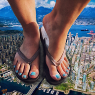 giantess collage giga city destruction outdoors flip_flops nail_polish blue_nails gtsx3d