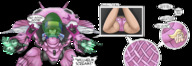 drawing micro nude panties blonde color lying_down unaware shrunken_woman dialogue panty_entrapment shooting dinobirdofdoom no_background mech overwatch d.va