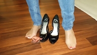 collage feet licking jeans domination kneeling nylons shrunken_man naked_man pedicure