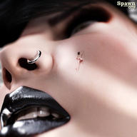 nude climbing lips face shrunken_woman spawngts digital_render black_lips
