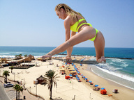 giantess collage blonde butt swimsuit beach barefoot ocean wonderslug legs resort candice_swanepoel