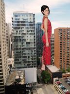 giantess collage city buildings wonderslug dress looking_at_viewer callie_hernandez