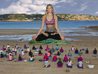 giantess collage blonde beach barefoot water wonderslug sand meditation elsa_hosk yoga_class