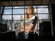 giantess collage city blonde long_hair smiling wonderslug dress window bystanders arms_crossed looking_in leven_rambin