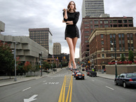 giantess collage city buildings brunette wonderslug legs streets vehicles looking_at_viewer vehicle_crush street_view tasya_teles