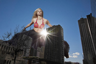 giantess collage city blonde long_hair buildings wonderslug outdoors bikini_top