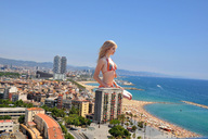 giantess collage city blonde swimsuit beach ocean buildings wonderslug barcelona alexia_fast