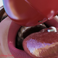 micro nude tongue teeth saliva lips shrunken_man close_up open_mouth lollipop tongue_piercing stuck imminent_vore digital_render johnnyscribe