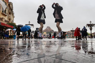 giantess collage city asian rain giantesses outdoors umbrella crowds airraid