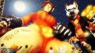 giantess huge_breasts low_angle gmod halloween pumpkin looking_down giantesses mask glowing_eyes scarf skimpy_clothing digital_render