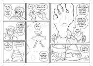 drawing comic monochrome toes barefoot soles sweat story dialogue panels smushedboy