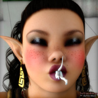 giantess vore princess lips elf voluptuous freckles closed_eyes makeup olympia digital_render ashkiiwolf shucking