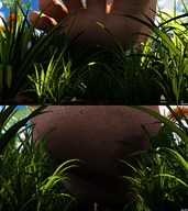 crush toes barefoot soles blood couple foot_crush walking unaware shrunken_people grass flowers raised_foot digital_render tegra764