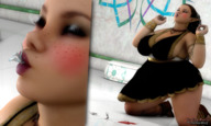 giantess vore large_breasts skirt princess blood elf kneeling sandals sucking cruel voluptuous freckles olympia digital_render thick ashkiiwolf