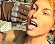 giantess city tongue handheld close_up open_mouth dangle glove imminent_vore looking_at_tiny digital_render 3d_giantess_studios