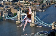 giantess collage bridge water buildings legs london river boats aerial_view looking_at_viewer ellie mrderpington london_bridge dochamps