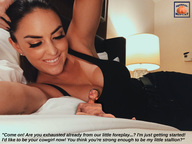 collage bed smiling shrunken_man dialogue squeezemeflat looking_at_tiny