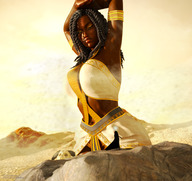 breasts giantess city mega bra skirt desert dark_skin dreadlocks point_of_view jetslasher looking_at_tiny digital_render