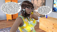 clothed glasses brunette domination boots kissing shorts shrunken_man ponytails manicure dialogue thinking digital_render aaabbbzzz