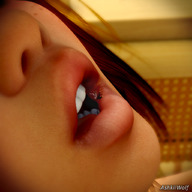 giantess vore tongue lips shrunken_woman close_up open_mouth freckles digital_render opal