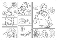 drawing comic monochrome high_heels glasses crying scared short_hair necklace smushedboy babysitter