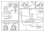 drawing feet comic monochrome toes high_heels glasses short_hair necklace smushedboy babysitter