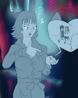 drawing giantess color clothed shrunken_women coat looking_at_victim pointing_at_victim giantwaifus blade_runner_2049 blade_runner