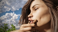 giantess long_hair brunette kissing outdoors beard digital_render dinner-kun