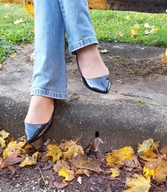 collage high_heels jeans shrunken_man outdoors on_knees