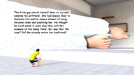clothed bed story shrunken_man indoors nail_polish blue_nails digital_render