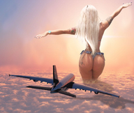 collage mega blonde long_hair airplane jets clouds sky tattoo redcoffee1 leticia_alonso airliner