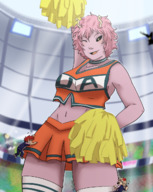 drawing color climbing cheerleader shrunken_men looking_down looking_at_tiny my_hero_academia mina_ashido xxxgoom bakugou_katsuki eijirou_kirishima