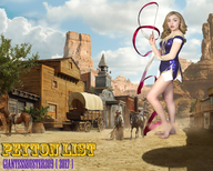 collage city blonde long_hair barefoot ribbon horse outdoors giantessbuster209 peyton_list
